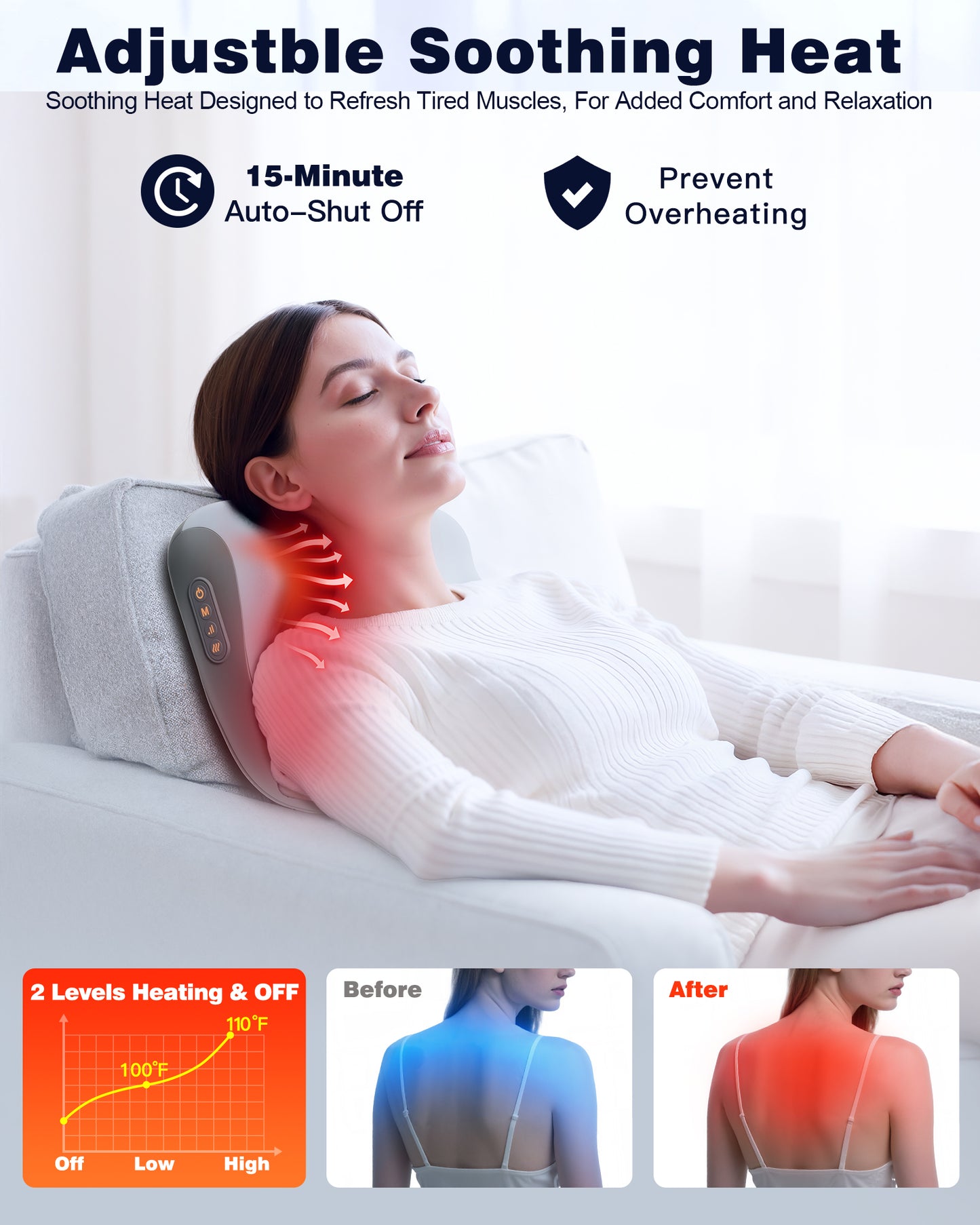 Shiatsu Back and Neck Massager with Heat – Deep Kneading Massage Pillow for Relaxation – Corded Design for Full Body Use – Gift for Loved Ones