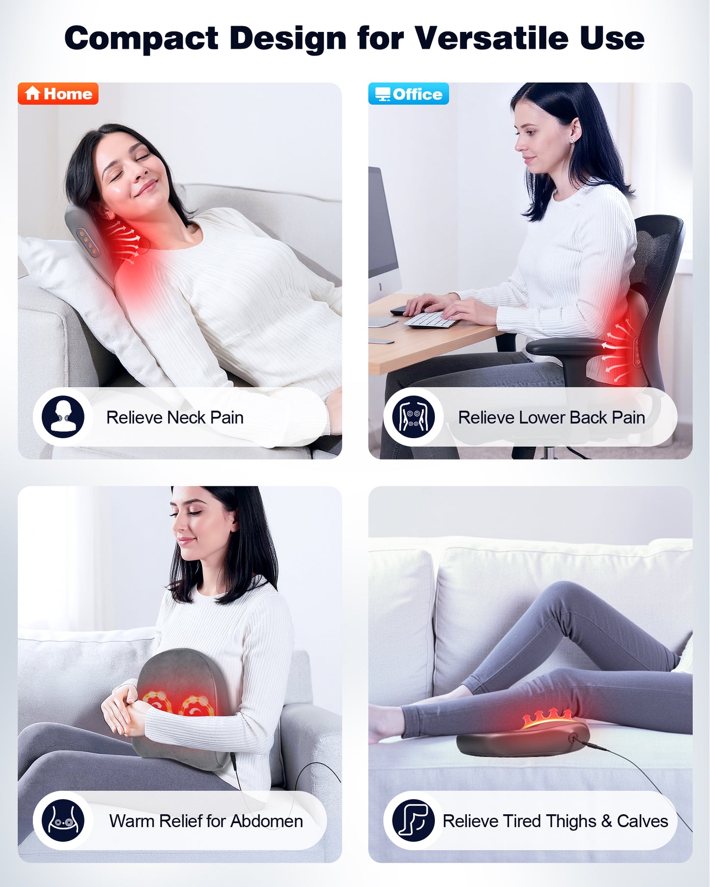 Shiatsu Back and Neck Massager with Heat – Deep Kneading Massage Pillow for Relaxation – Corded Design for Full Body Use – Gift for Loved Ones