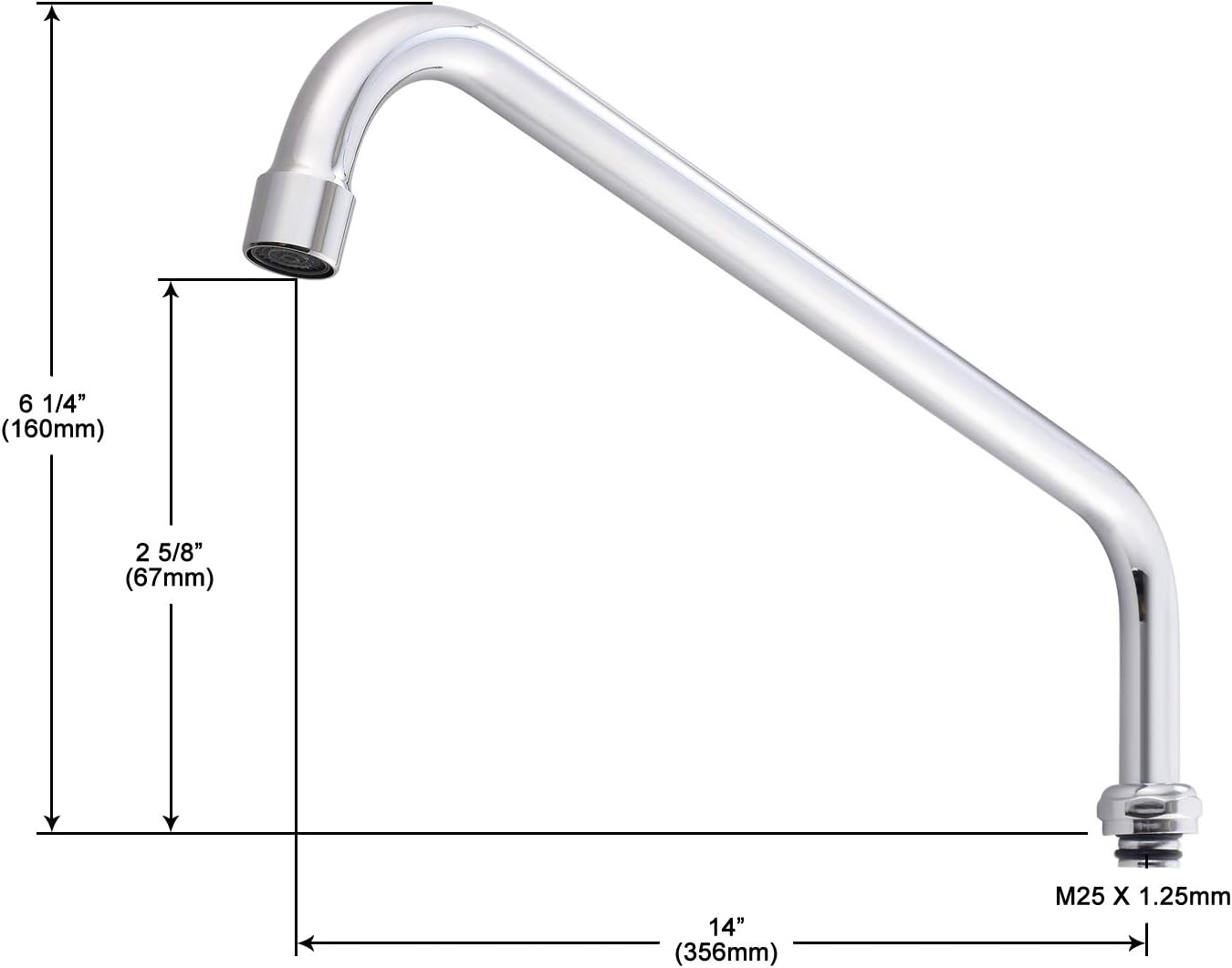 Swivel Gooseneck Spout for All JZBRAIN Commerical Faucet Wall Mount Kitchen Faucet Swing Nozzle