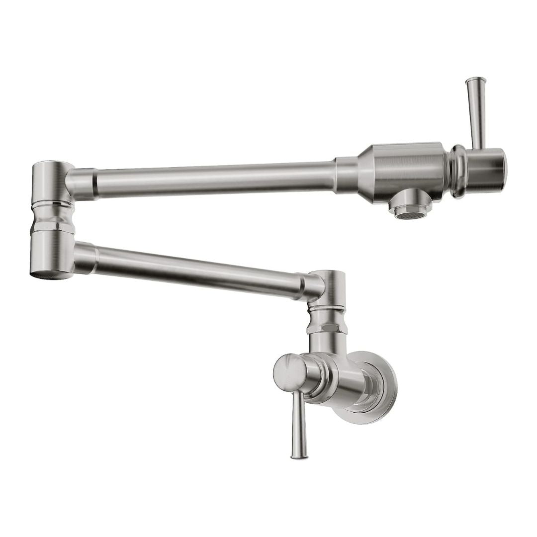 Pot Filler Faucet Wall Mount Folding Stretchable Double Joint 2 Handles
