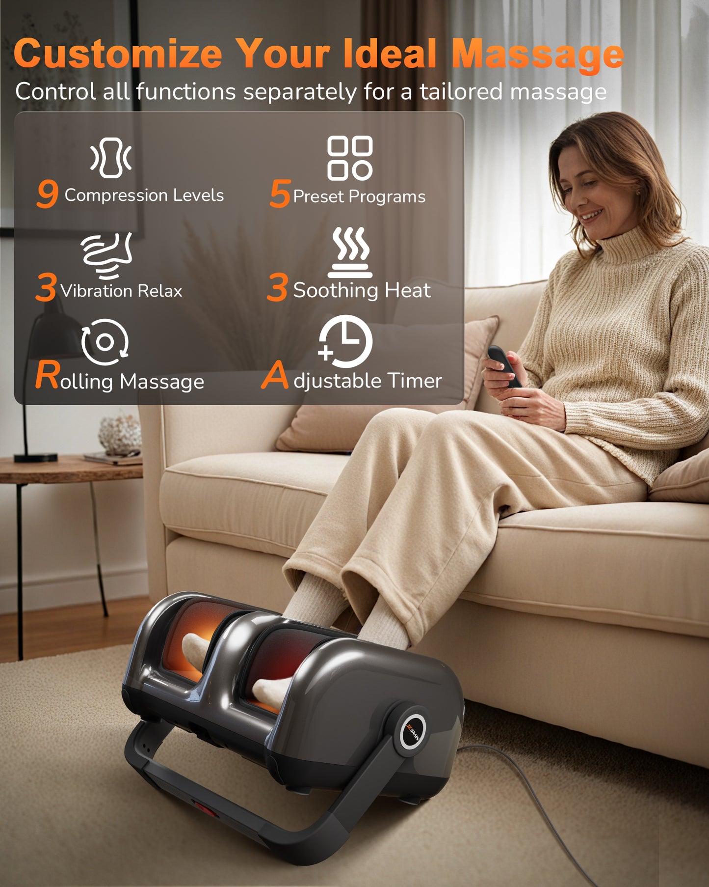 JZBRIAN Shiatsu Foot Massager Machine with Heat : Deep Kneading Foot Massager with Vibration for Plantar Fasciitis, Neuropathy, Pain Relief, Circulation - Gifts for Women, Men