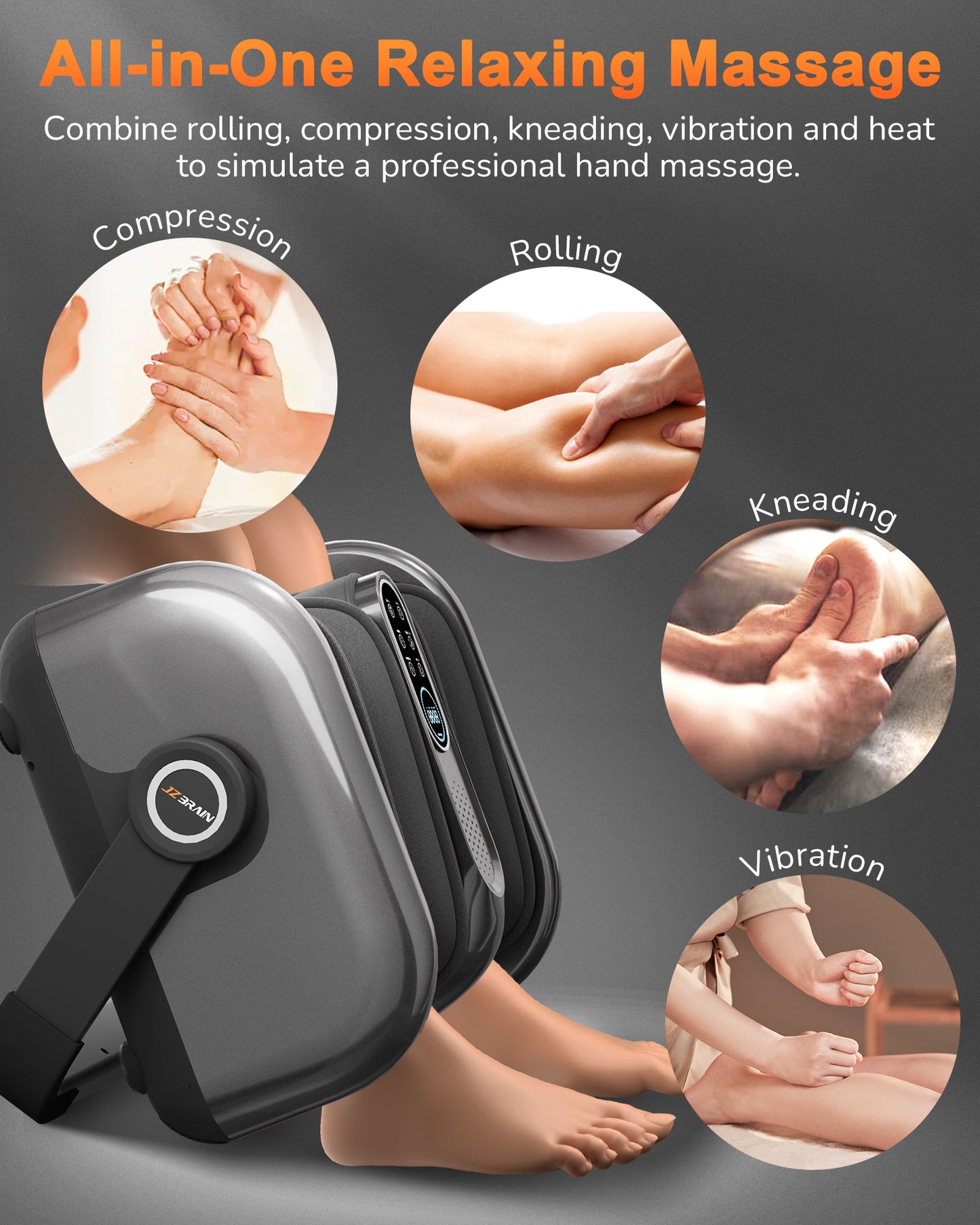 JZBRIAN Shiatsu Foot Massager Machine with Heat : Deep Kneading Foot Massager with Vibration for Plantar Fasciitis, Neuropathy, Pain Relief, Circulation - Gifts for Women, Men