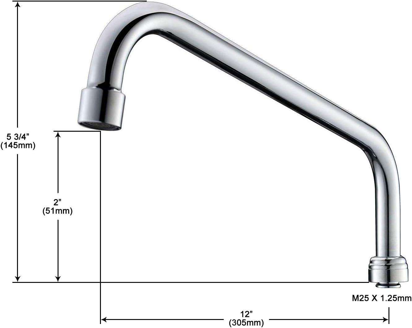 Swivel Gooseneck Spout for All JZBRAIN Commerical Faucet Wall Mount Kitchen Faucet Swing Nozzle