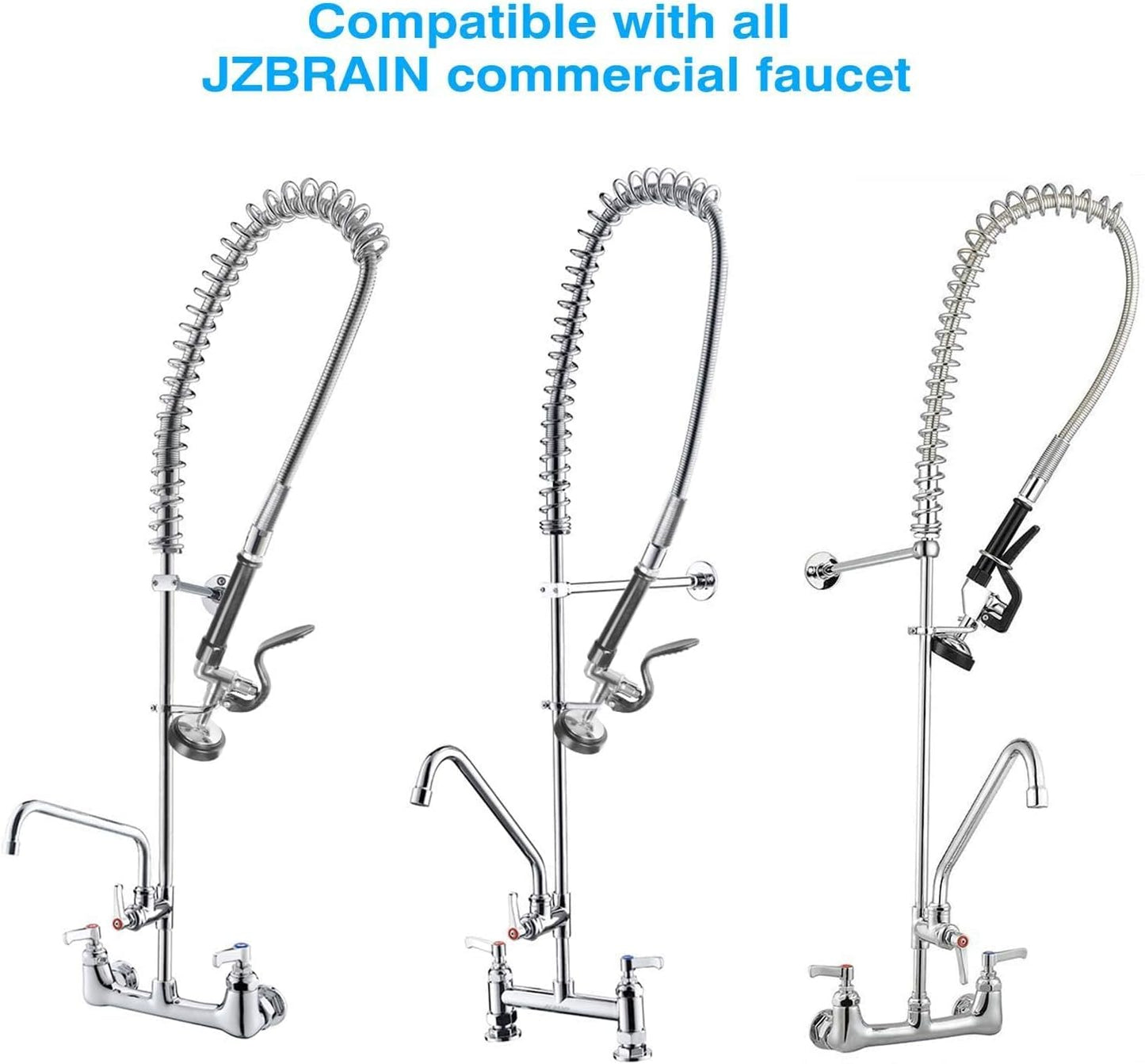 Pre Rinse Spray Valve Commercial Faucet Sprayer Head 1.42 GPM High Pressure Dish Sprayer Nozzle with Hand Pull Down Sprayer Chrome Brushed