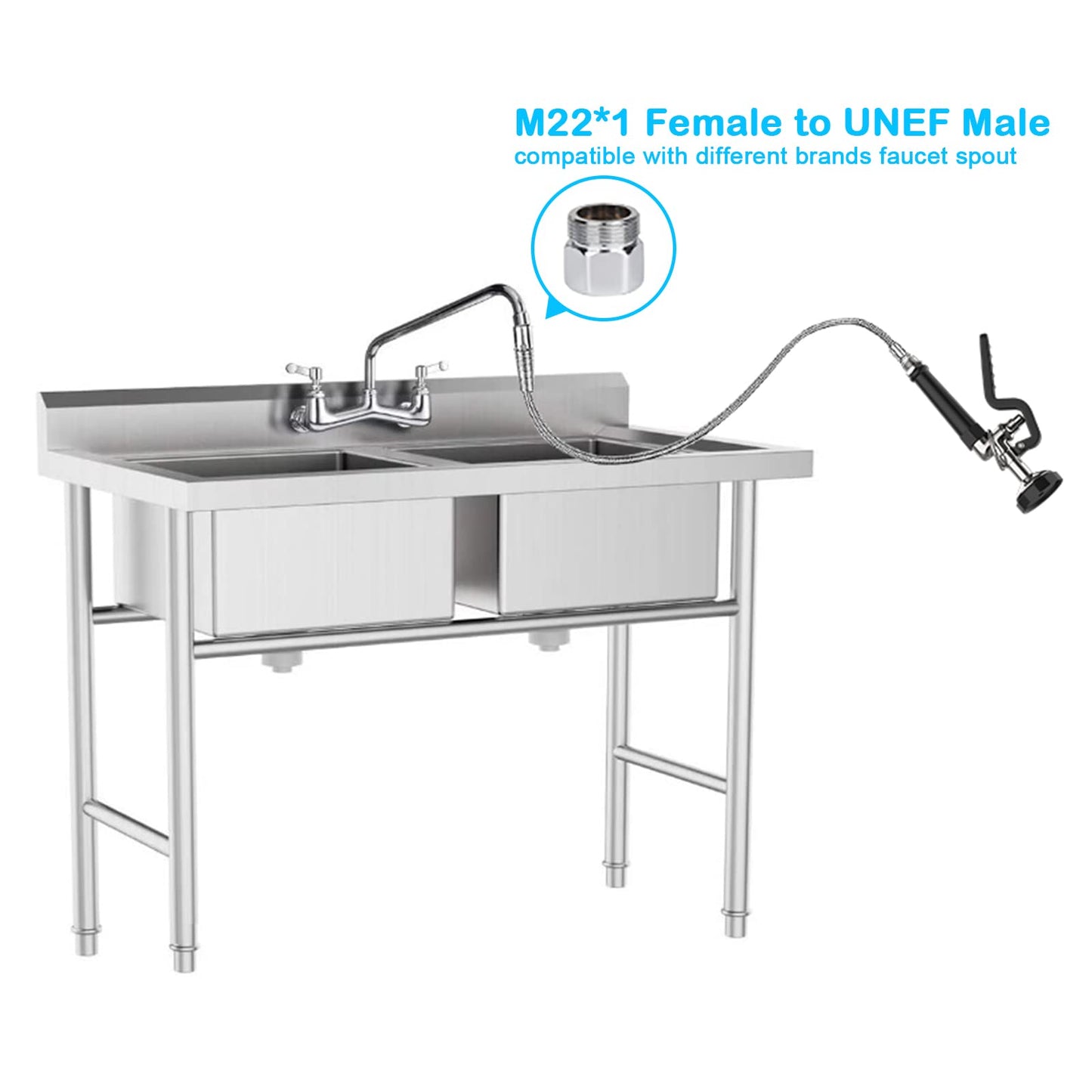Spray Valve with 45 inches Flexible Stainless Steel Hose High Pressure Pre Rinse Sprayer Nozzle Assembly