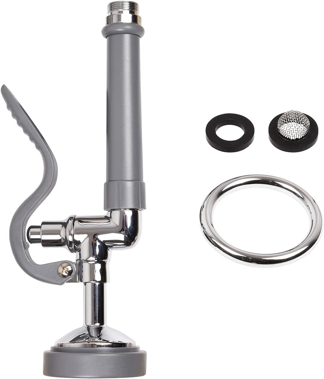 Pre Rinse Spray Valve Commercial Faucet Sprayer Head 1.42 GPM High Pressure Dish Sprayer Nozzle with Hand Pull Down Sprayer Chrome Brushed