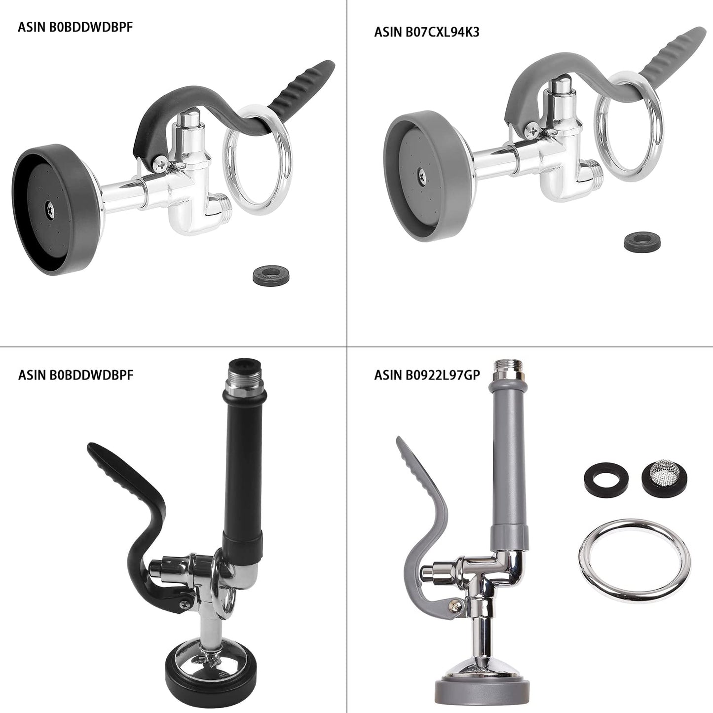 Spray Valve with 45 inches Flexible Stainless Steel Hose High Pressure Pre Rinse Sprayer Nozzle Assembly