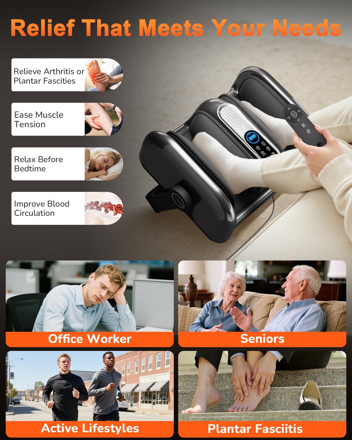JZBRIAN Shiatsu Foot Massager Machine with Heat : Deep Kneading Foot Massager with Vibration for Plantar Fasciitis, Neuropathy, Pain Relief, Circulation - Gifts for Women, Men