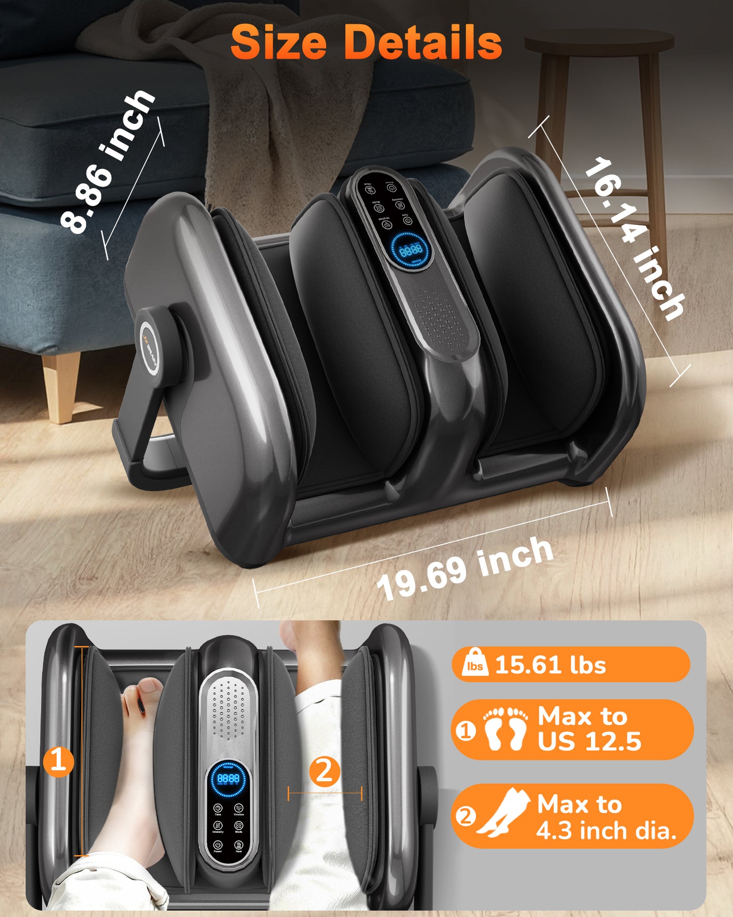 JZBRIAN Shiatsu Foot Massager Machine with Heat : Deep Kneading Foot Massager with Vibration for Plantar Fasciitis, Neuropathy, Pain Relief, Circulation - Gifts for Women, Men
