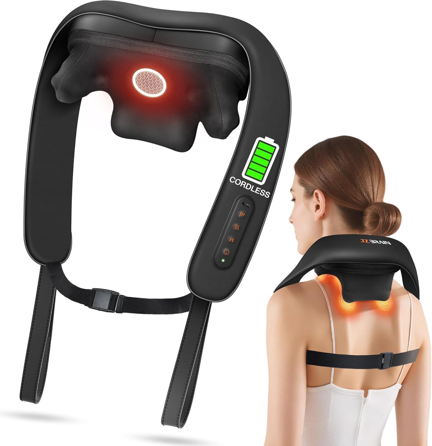 Neck and Shoulder Massager with Heat – Cordless Shiatsu Neck Massager for Pain Relief Deep Tissue