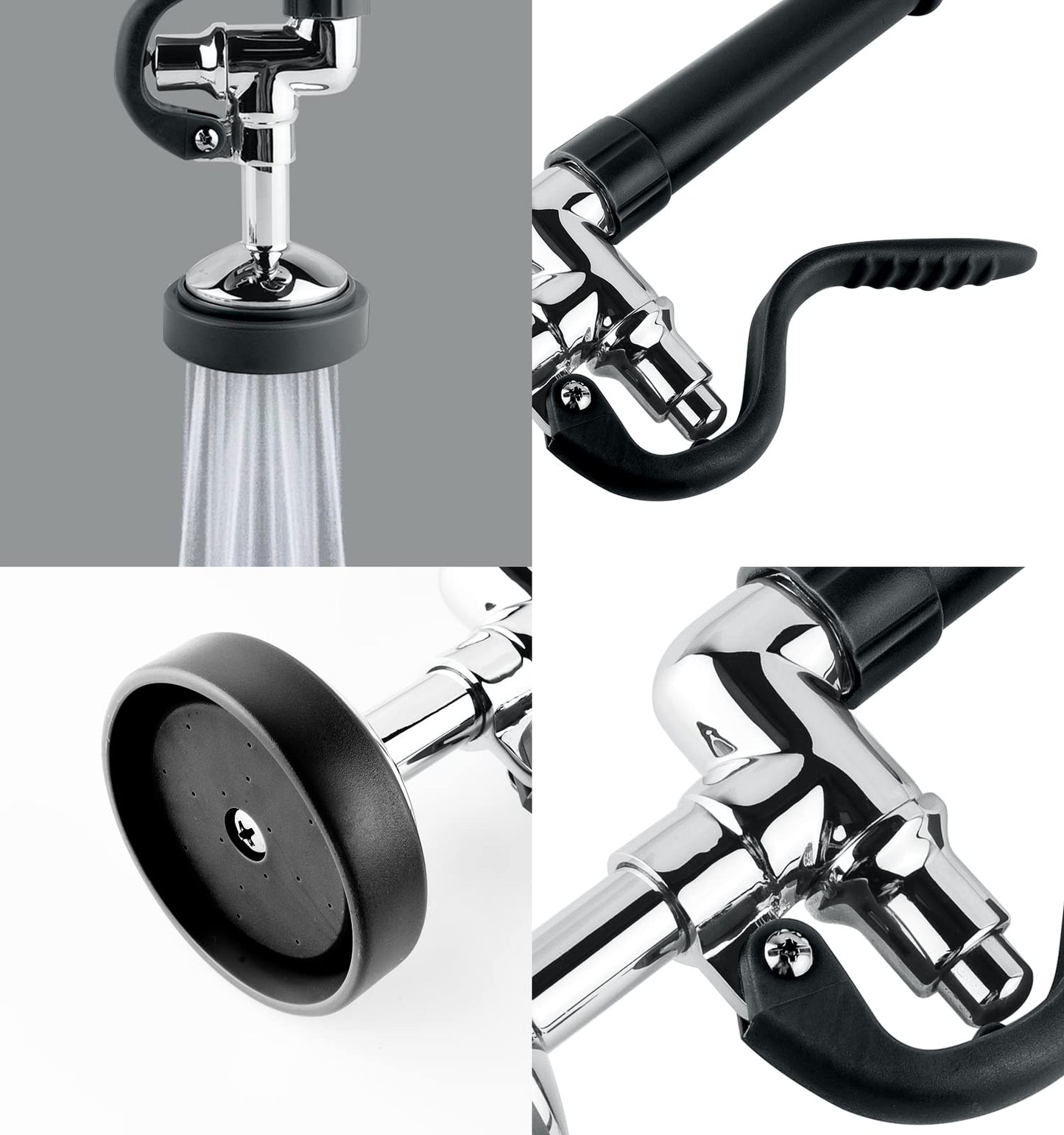 Spray Valve with 45 inches Flexible Stainless Steel Hose High Pressure Pre Rinse Sprayer Nozzle Assembly