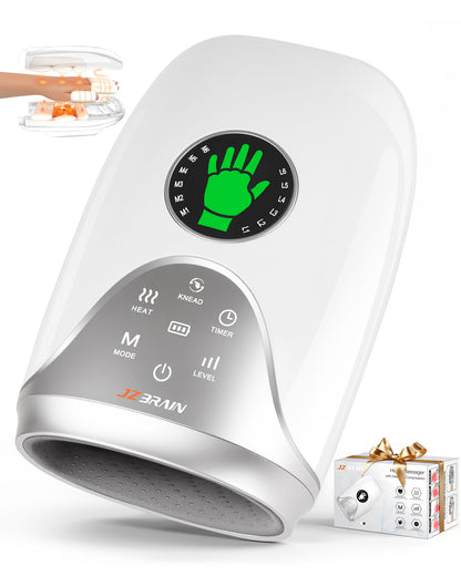 Hand Massager with Heat and Compression : Hand and Wrist Massager with Customizable Modes, Finger Stretch Function, Visual Display, Palm Roller - Daily Comfort for Women, Men, Home, Office Use