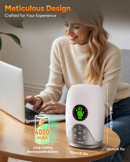 Hand Massager with Heat and Compression : Hand and Wrist Massager with Customizable Modes, Finger Stretch Function, Visual Display, Palm Roller - Daily Comfort for Women, Men, Home, Office Use