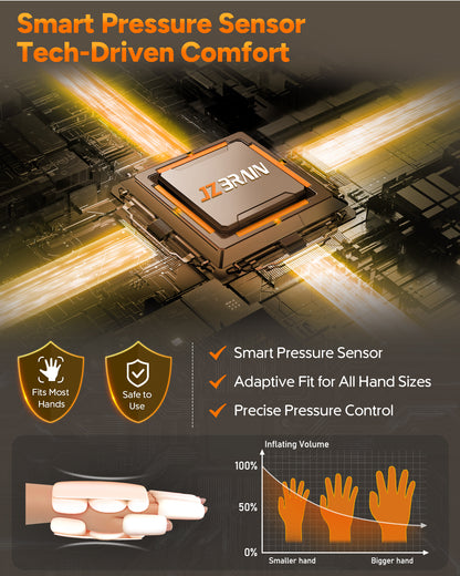 Hand Massager with Heat and Compression : Hand and Wrist Massager with Customizable Modes, Finger Stretch Function, Visual Display, Palm Roller - Daily Comfort for Women, Men, Home, Office Use