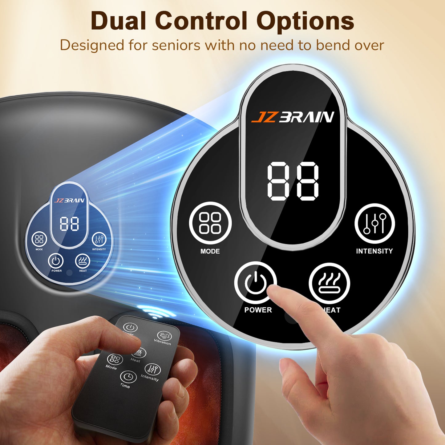 JZBRAIN Shiatsu Foot Massager Machine with Heat : Deep Kneading Foot Massager with Vibration & Compression for Plantar Fasciitis & Neuropathy - for Women & Men,Relax for Home Office Use (Black)