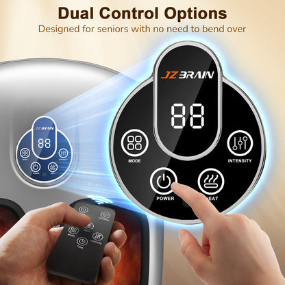 JZBRAIN Shiatsu Foot Massager Machine with Heat : Deep Kneading Foot Massager with Vibration & Compression for Plantar Fasciitis & Neuropathy - for Women & Men,Relax for Home Office Use (Silver)