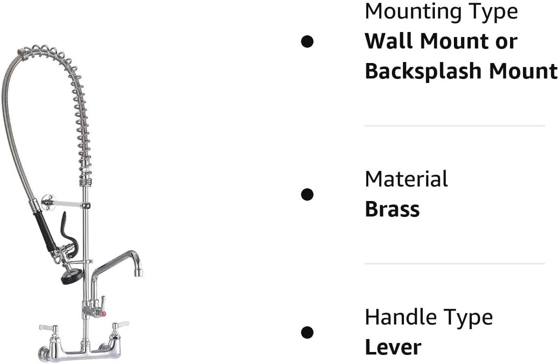 Commercial Faucet with Sprayer, 42'' Height 8 '' Center