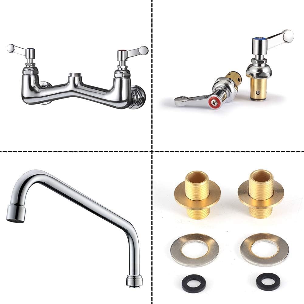 Wall Mount Faucet Heavy Duty Commercial Faucet 8 Inch Center 8''