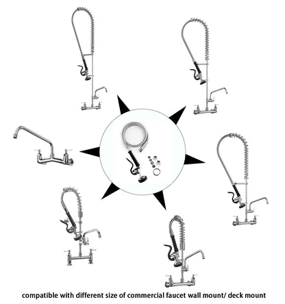 Spray Valve with 45 inches Flexible Stainless Steel Hose High Pressure Pre Rinse Sprayer Nozzle Assembly