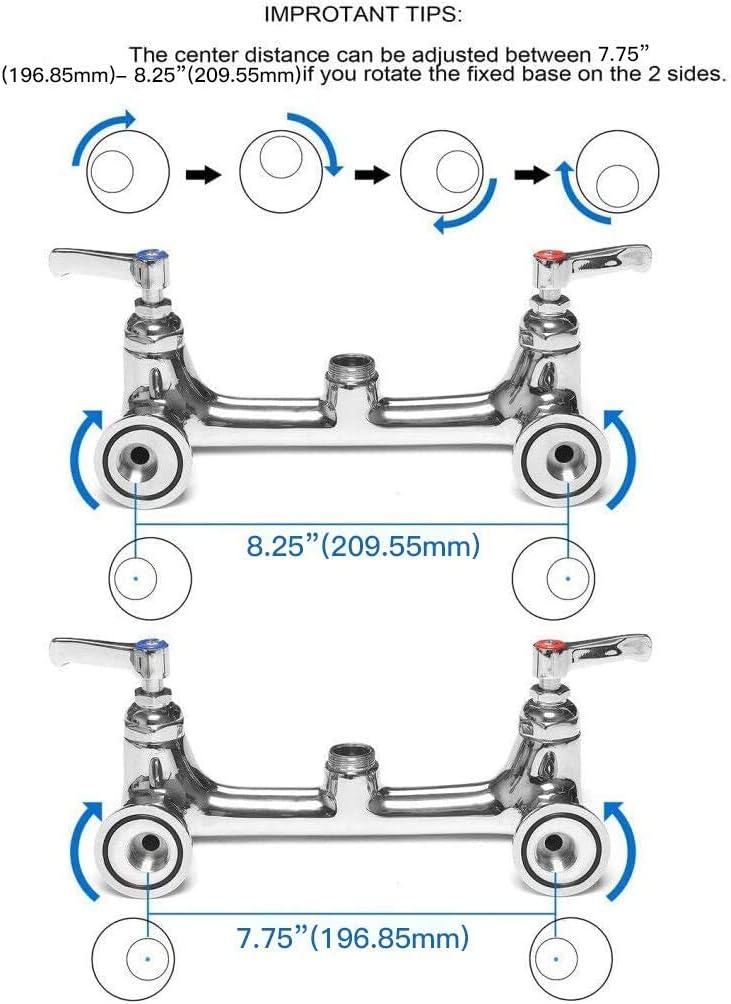 Wall Mount Faucet Heavy Duty Commercial Faucet 8 Inch Center 8''