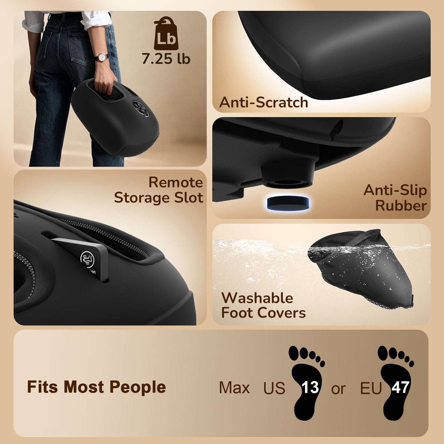 JZBRAIN Shiatsu Foot Massager Machine with Heat : Deep Kneading Foot Massager with Vibration & Compression for Plantar Fasciitis & Neuropathy - for Women & Men,Relax for Home Office Use (Black)