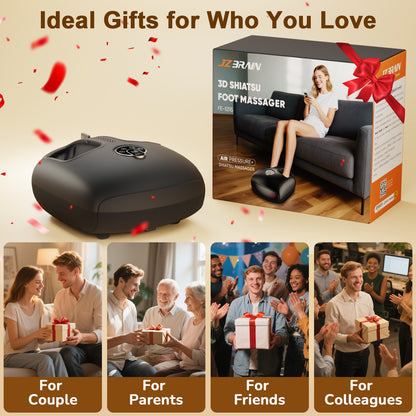 JZBRAIN Shiatsu Foot Massager Machine with Heat : Deep Kneading Foot Massager with Vibration & Compression for Plantar Fasciitis & Neuropathy - for Women & Men,Relax for Home Office Use (Black)