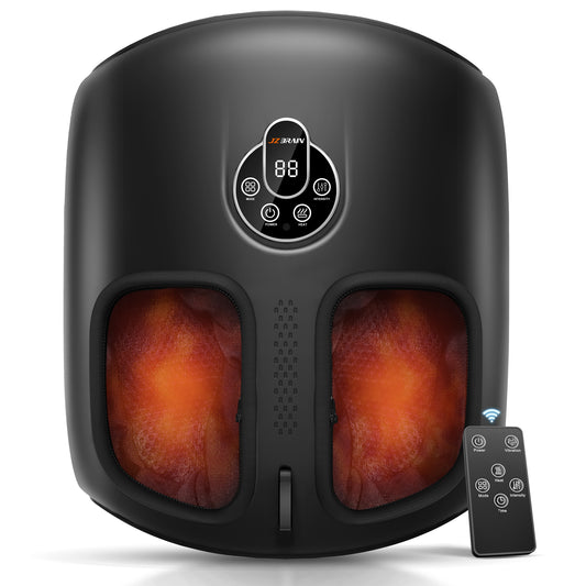 JZBRAIN Shiatsu Foot Massager Machine with Heat : Deep Kneading Foot Massager with Vibration & Compression for Plantar Fasciitis & Neuropathy - for Women & Men,Relax for Home Office Use (Black)