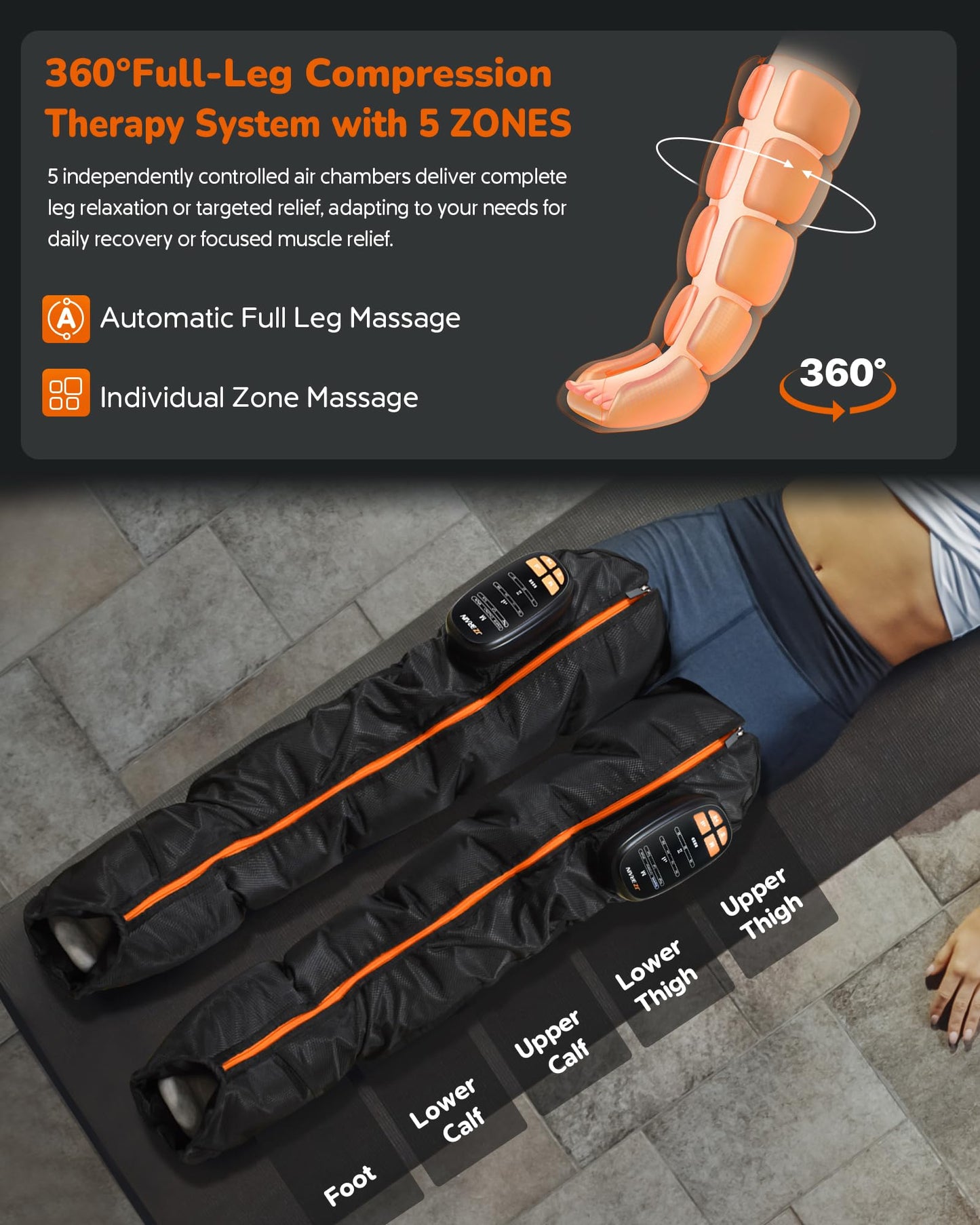Sequential Air Compression Leg Recovery System(Cordless) - 2 Count