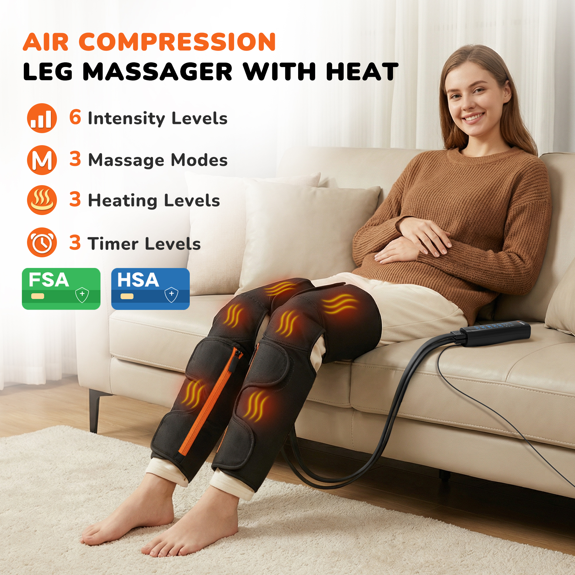 Calf, Knees & Thigh Compression Massager with Heat
