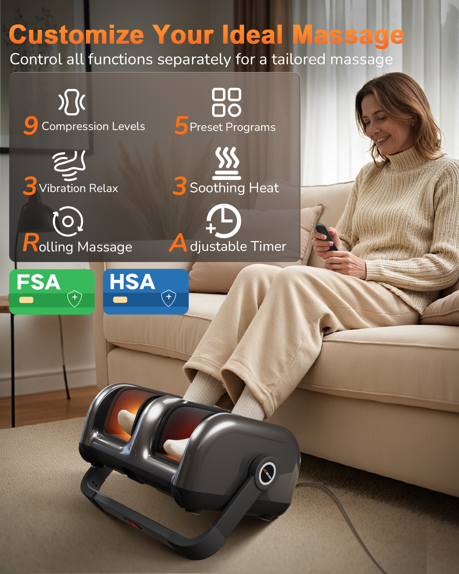 Shiatsu Foot Massager Machine with Heat