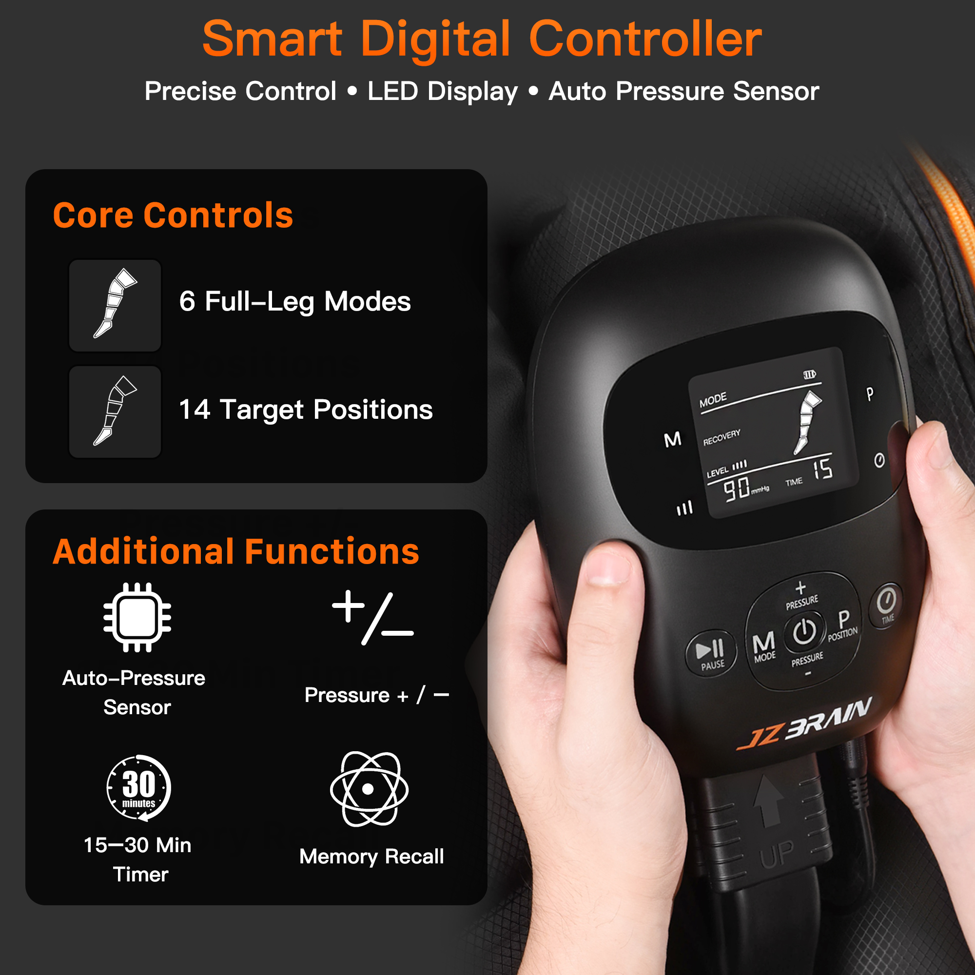 JZBRAIN Professional Leg Compression Massager for Circulation, Compression Boots for Massage Therapy, Cordless Rechargeable Leg Recovery System(Medium)