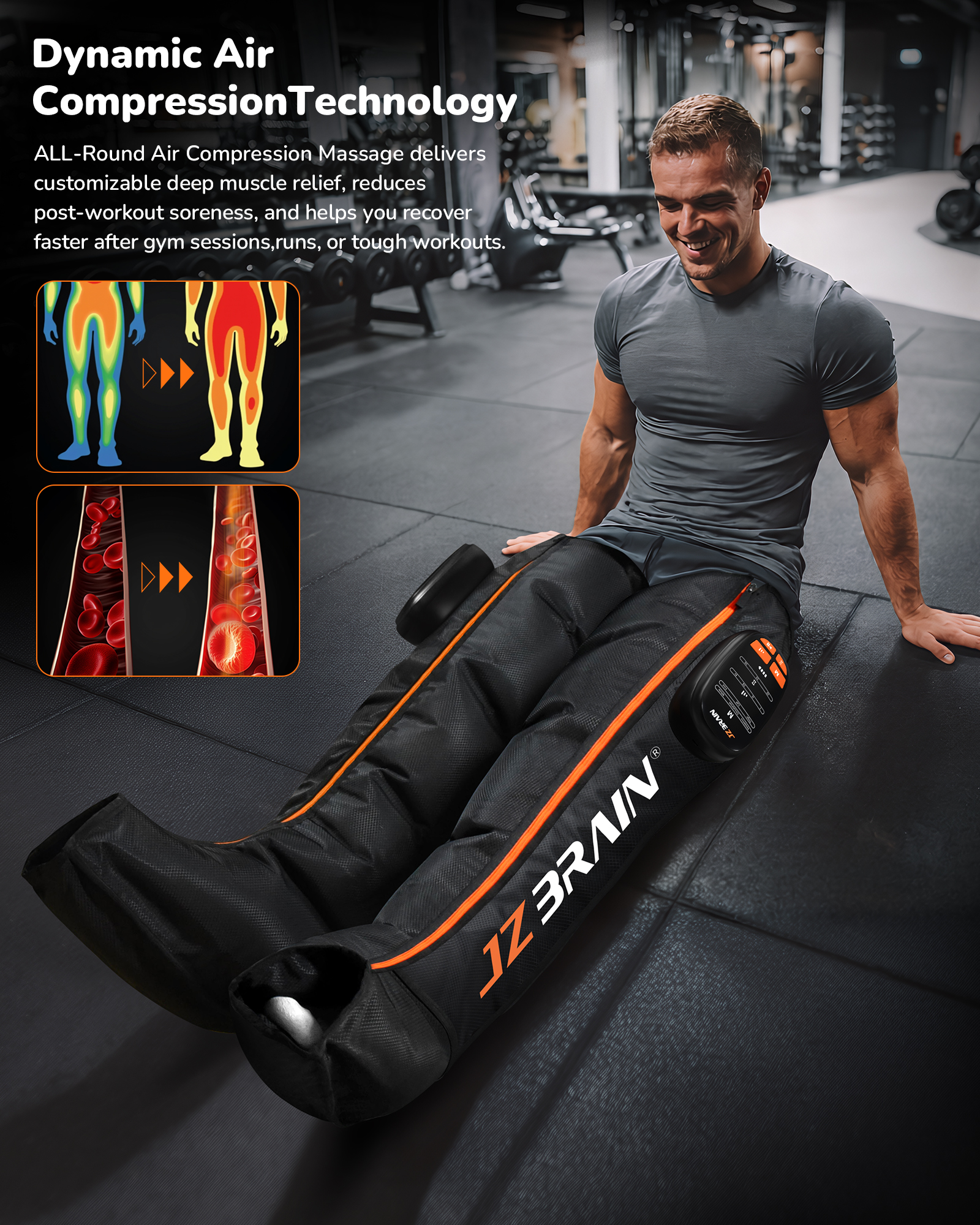JZBRAIN Professional Compression Boots to Improve Circulation, Cordless Rechargeable leg compression massager for Massage Therapy,leg Recovery boots for Athletes,Reduces Muscle Pain, 3000 mAh, Large