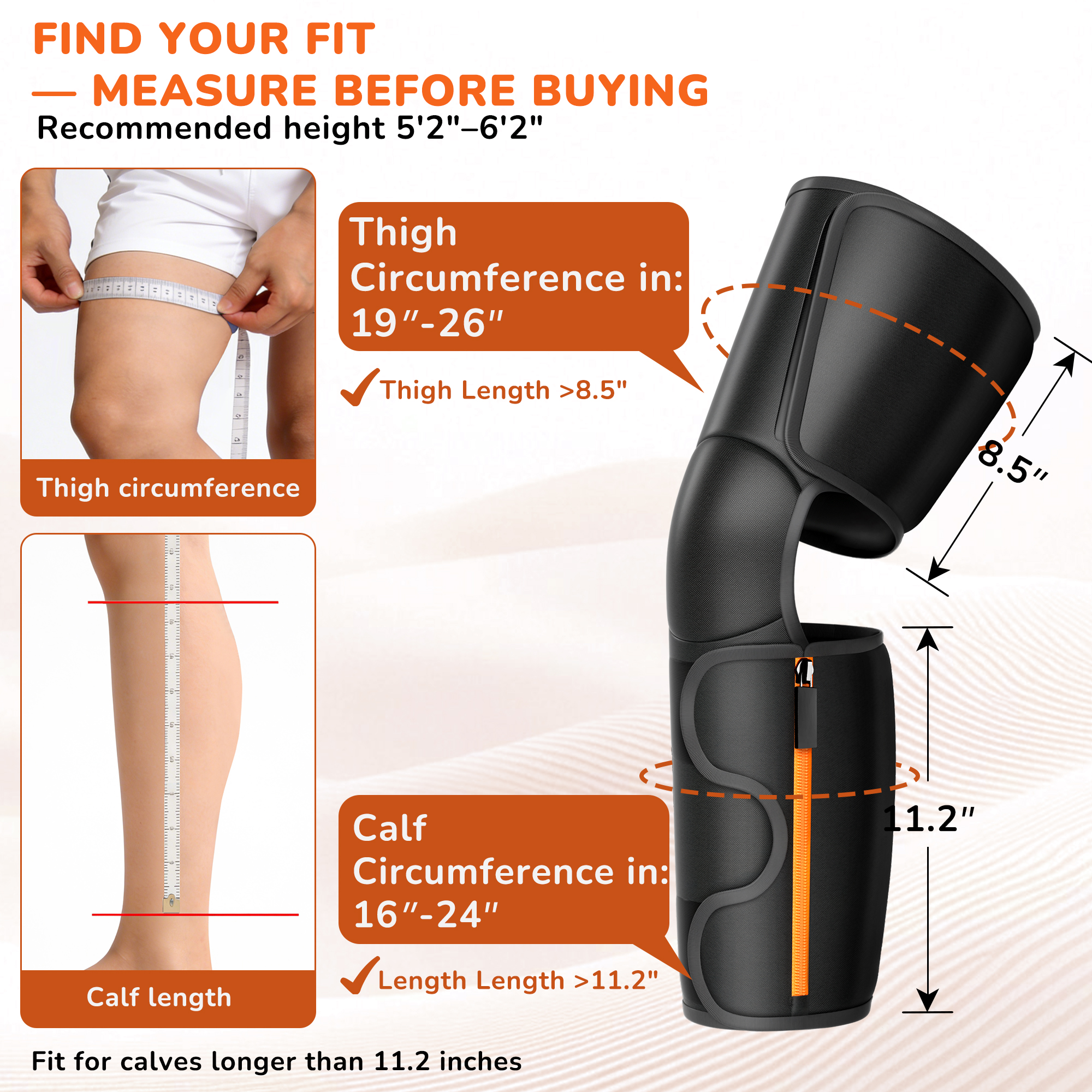 Calf, Knees & Thigh Compression Massager with Heat
